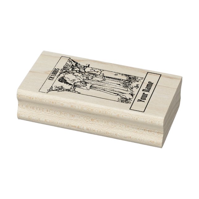 Vintage Ex Libris Girl With Book Template Gummistempel (Stempel)