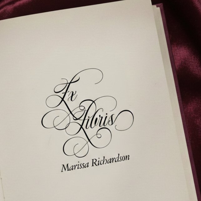 Vintage Ex Libris Personalized Gummistempel (romantic vintage ex libris stamp with elegant script calligraphy, gift for book lovers)