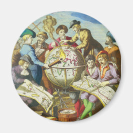 Vintage Explorer mit antiker Globe-Karte, 1542 Magnet