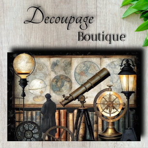 Vintage-Explorer-Studie Découpage Seidenpapier