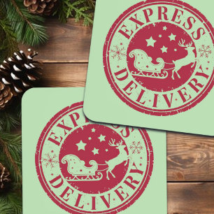 Vintage Express-Lieferung vom Weihnachtsmann Getränkeuntersetzer