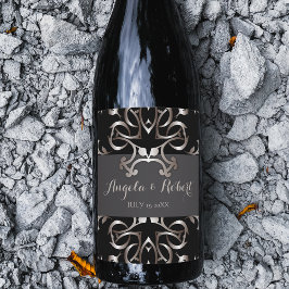 Vintage Extravagante Bronze Barock Hochzeit Weinetikett