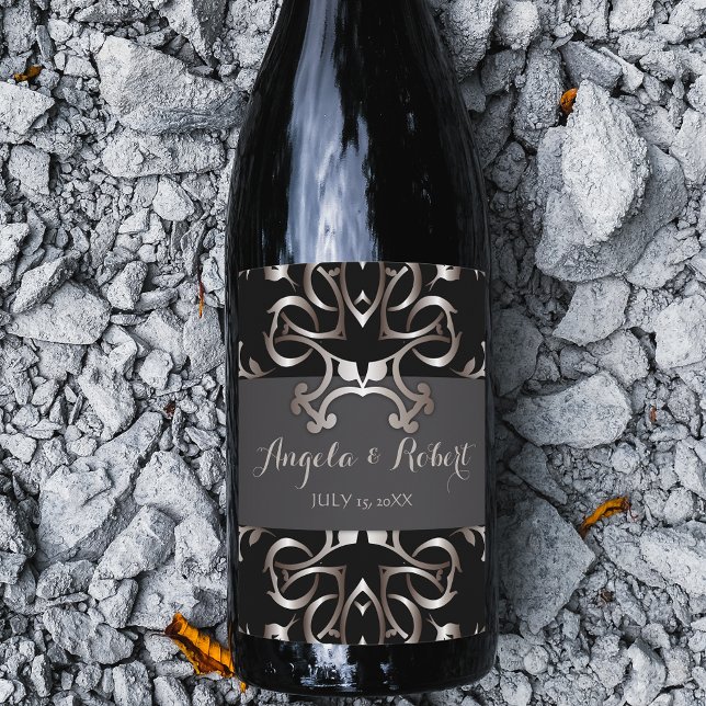 Vintage Extravagante Bronze Barock Hochzeit Weinetikett (Von Creator hochgeladen)