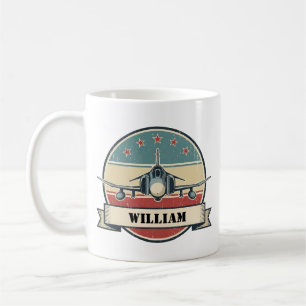 Vintage F-4 Phantom-Jagdflugzeug-Luftfahrtabzeiche Kaffeetasse