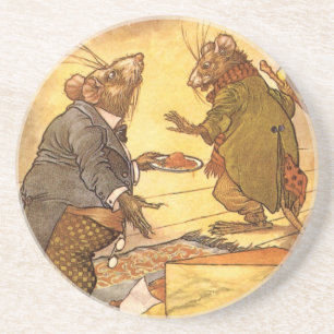 Vintage Fabel von Äsop, Landmaus, Stadtmaus Getränkeuntersetzer