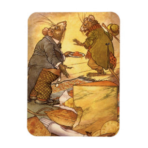 Vintage Fabel von Äsop, Landmaus, Stadtmaus Magnet