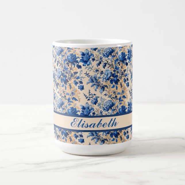 Vintage Fabric France Blumen | Dein Name Kaffeetasse (Mittel)