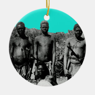 Vintage Faces of Africa Watercolor Black and White Keramikornament
