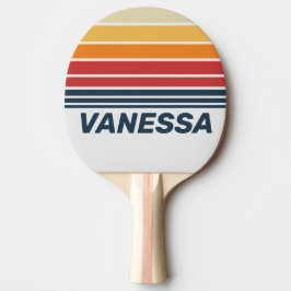 Vintage Faded Rainbow Horizon Striping with Name Tischtennis Schläger