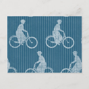 Vintage Fahrrad Blau Postkarte
