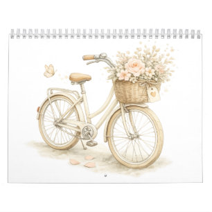 Vintage-Fahrrad-Blumen-Wandkalender Kalender