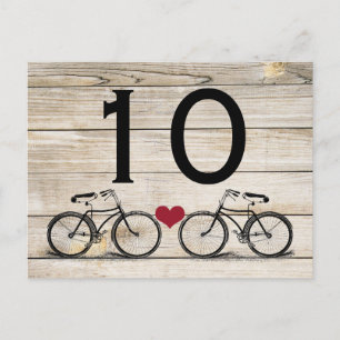 Vintage-Fahrrad-Hochzeitstisch-Nummern Postkarte