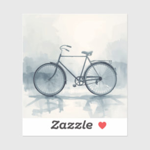Vintage-Fahrrad-Kunst in Weiß & Blau Aufkleber
