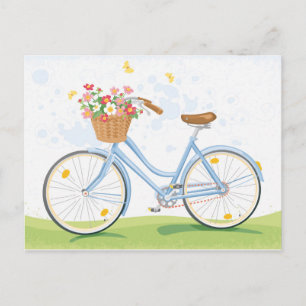 Vintage-Fahrrad mit Blumenkorb Postkarte
