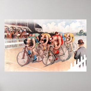 Vintage Fahrrad-Rennen-Szene Poster