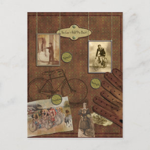 Vintage-Fahrrad-Schrappbuch-Postkarte Postkarte
