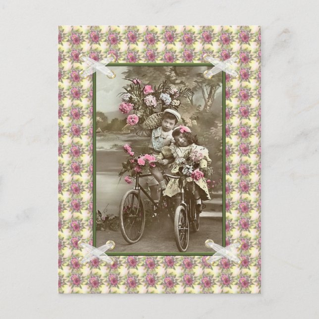 Vintage Fahrräder Postkarte (Vorderseite)