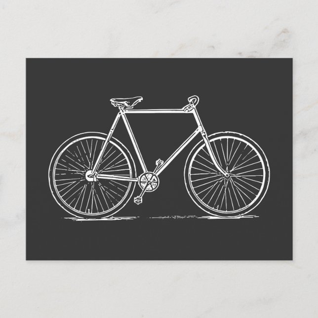 Vintage FahrradIllustration in Schwarzweiß   Postkarte (Vorderseite)