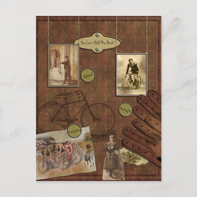 Vintage Fahrradkarte Postkarte (Vorderseite)