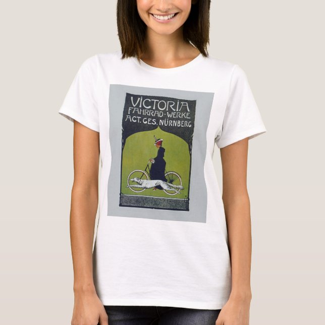 Vintage Fahrradlerin & Dog T-Shirt (Vorderseite)
