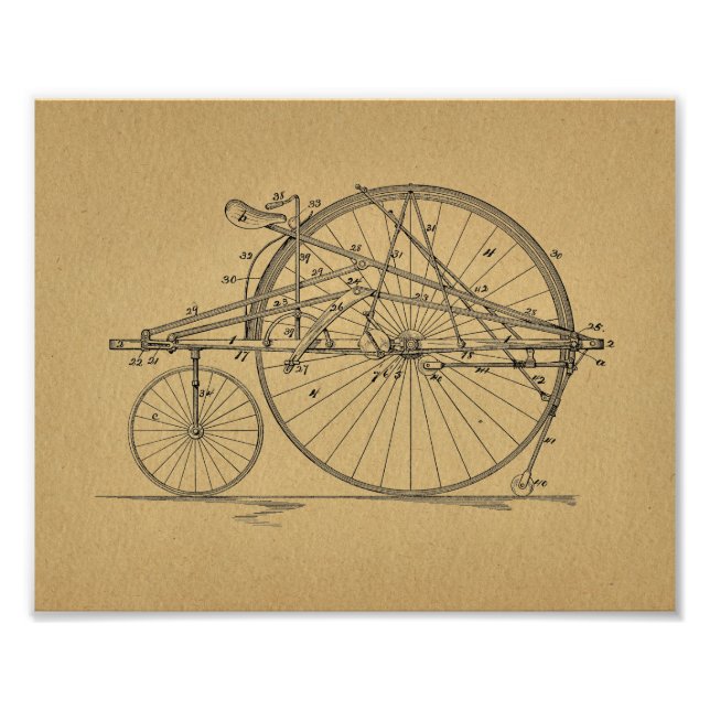Vintage Fahrradtechnik Fotodruck (Vorne)