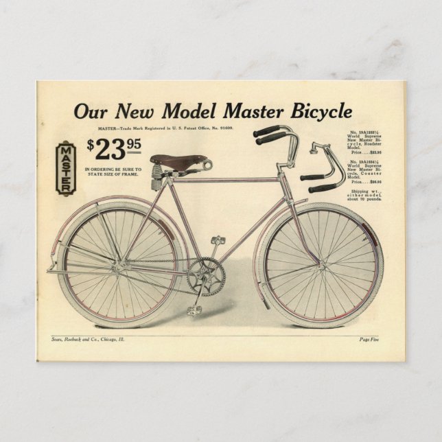 Vintage Fahrradwerbung Postkarte (Vorderseite)