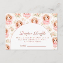 Vintage Fairy Baby Girl Baby Shower Diapper Raffle
