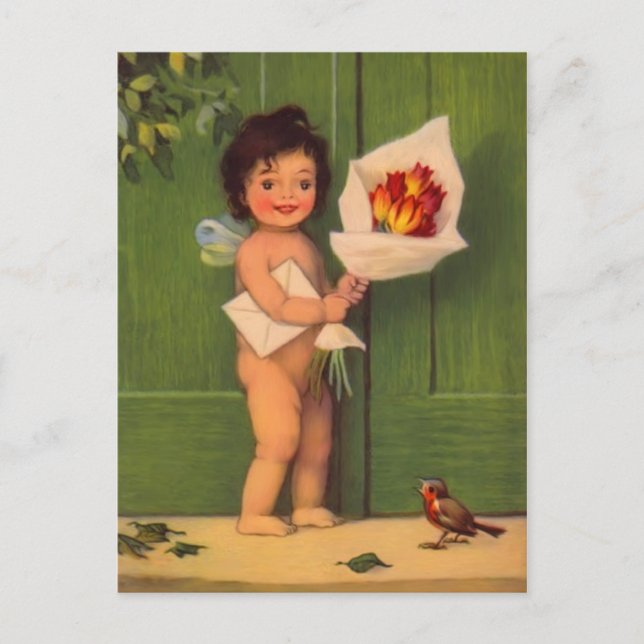 Vintage Fairy Birthday Postcard Postkarte (Vorderseite)