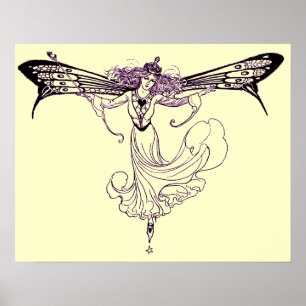 Vintage Fairy Decal Print Poster