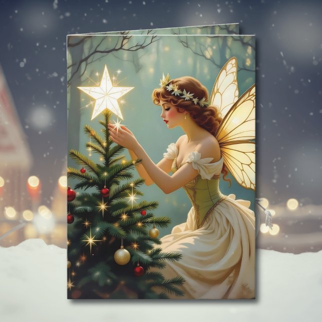 Vintage Fairy Place Star on Christmas Tree Karte (Von Creator hochgeladen)