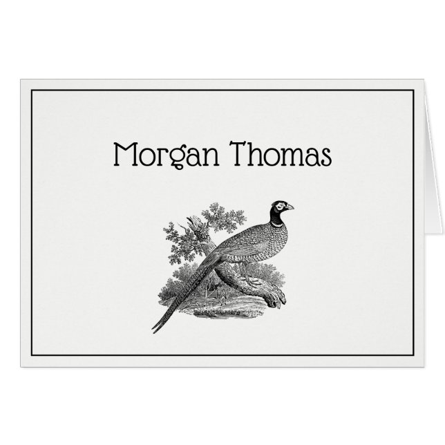 Vintage faisan Jeu Oiseau Dessin BW (Devant Horizontal)