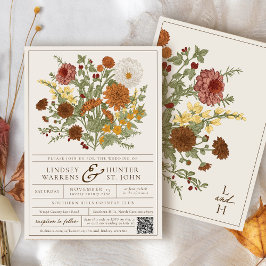 Vintage Fall Floral Romantic Garden Autumn Wedding Einladung