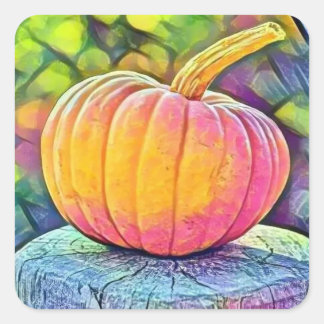 Vintage Fall Kürbis Herbstfarben Aquarell Quadratischer Aufkleber