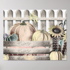 Vintage Fall Kürbis Herbstfarben zeichnend Poster