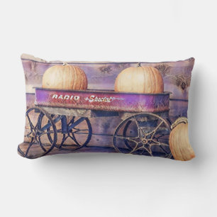 Vintage Fall Kürbis Karren Herbstfarben Aquarell Lendenkissen