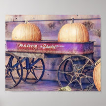 Vintage Fall Kürbis Karren Herbstfarben Aquarell