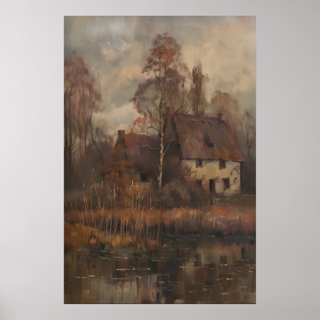 Vintage Fall Landscape Printable Art, Moody Poster (Vorne)