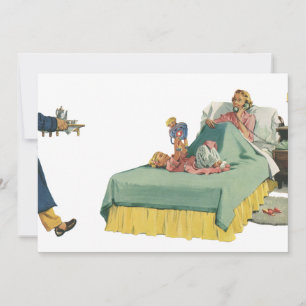 Vintage-Familie serviert Mutter das Frühstück im B Einladung