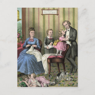 Vintage Familienlandschaft Postkarte