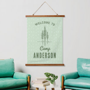 Vintage-Familienname Lager Baum Wandteppich Mit Holzrahmen