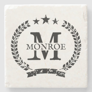 Vintage-Familiennamens-Monogramm individuell Marmo Steinuntersetzer