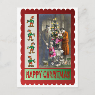 Vintage Familienweihnachten Feiertagspostkarte
