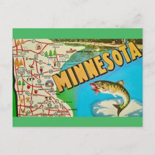 Vintage Fangkarte von Minnesota Postkarte
