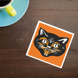 Vintage Fangzähne für Schwarze Katze im klassische Serviette