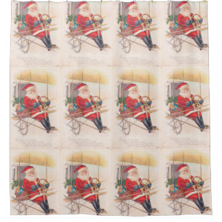 Vintage Fantasie der Santa Airship Duschvorhang