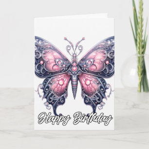 Vintage Fantasie der Schmetterlingskunst   Happy B Karte