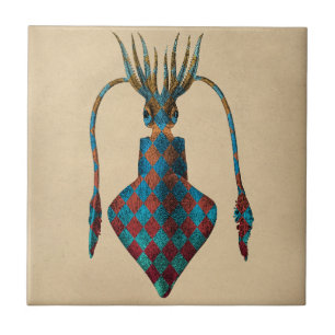 Vintage-Fantasie-Tintenfisch Fliese