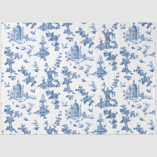 Vintage Fantastische Springbrunnen und Bäume toilb Seidenpapier (Vorderseite)