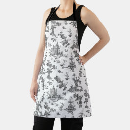 Vintage Fantastische Springbrunnen und Bäume Toile Schürze