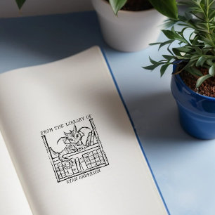Vintage-Fantasy-Baby-Drache-Exlibris Gummistempel